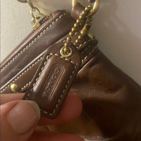 Vtg. Coach Ergo Hampton Studded Belted Leather Hobo Wristlet — Brown - Picture 6 of 11